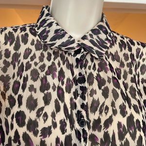 Leopard blouse, purple, white and black.